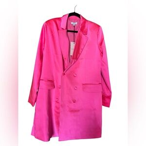 SEDGE  Women's Hot Pink Satin Double-Breasted Blazer Coat Size M - NWT